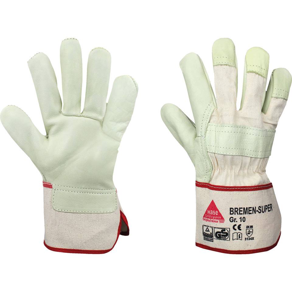 Schutzhandschuh BREMEN-SUPER, Kategorie II, Rindnarbenleder, 290mm, Größe 7