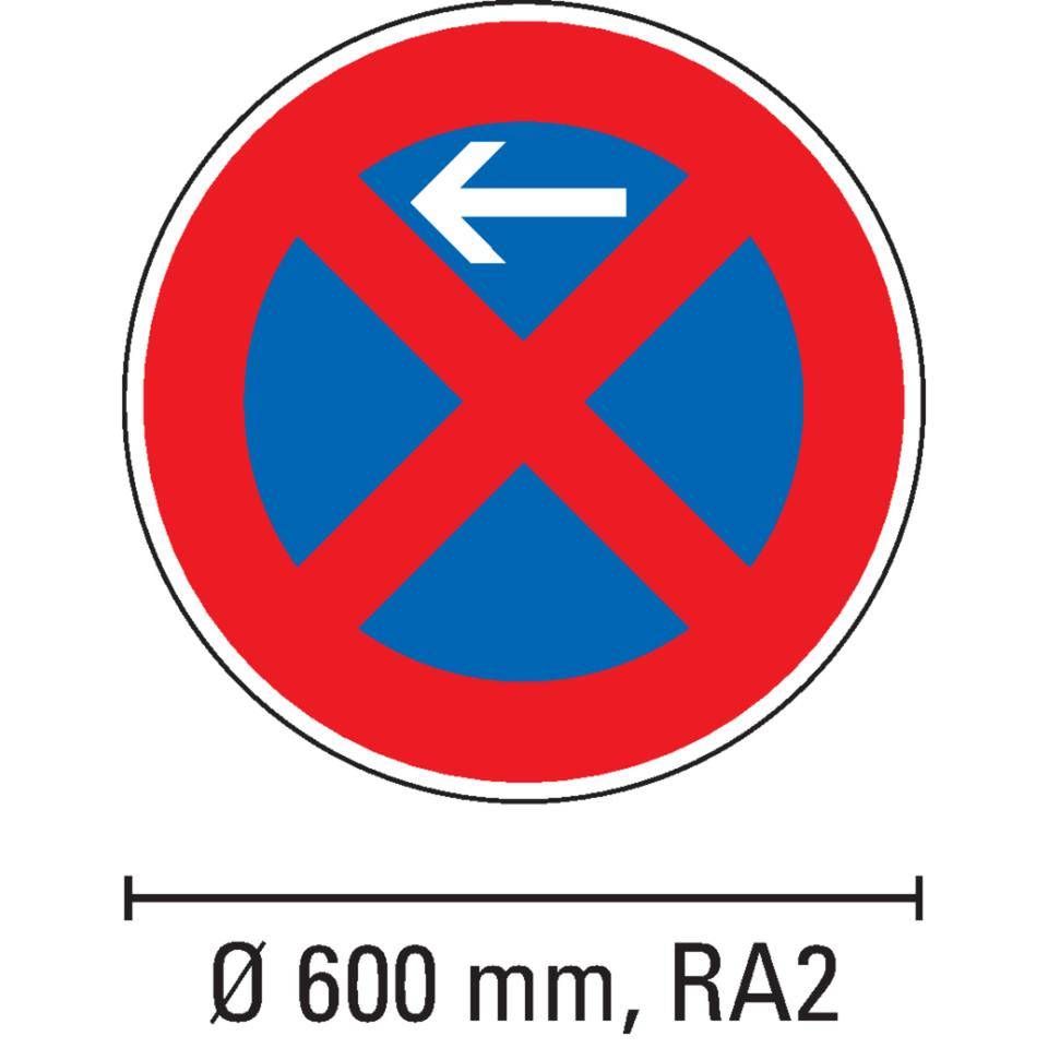 Verkehrszeichen Absolutes Haltverbot Anfang, Nr.283-10, rechts, Aluminium RA2, Ø 600mm, DIN 67520