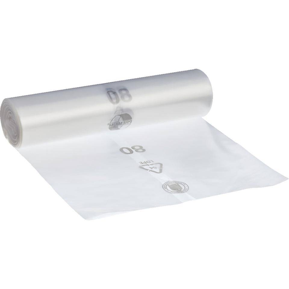 PREMIUM® Abfallsack, transparent, Recycling-LDPE, 60µ, 70l, 575x1000mm, 25/Rolle