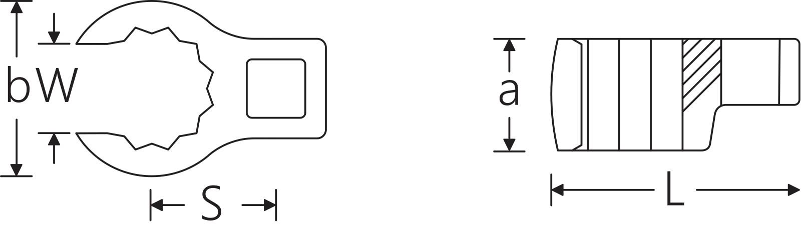 1/2" CROW-FOOT-Schlüssel SW 42mm L.72mm