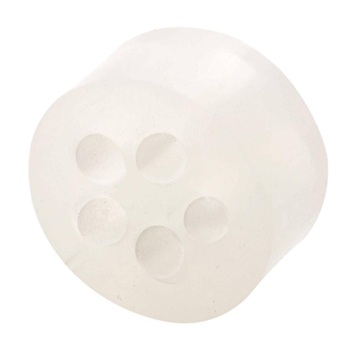 Ein transparentes, rundes Silikonform für Eiswürfel mit vier Fächern zum Herstellen von kugelförmigen Eiswürfeln.