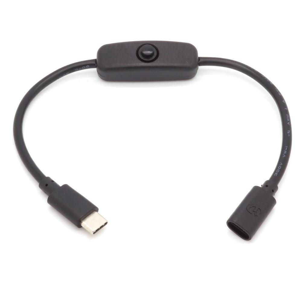 USB DC-Kabel mit Schalter USB Typ C Buchse - USB Typ C Stecker 0,30m schwarz