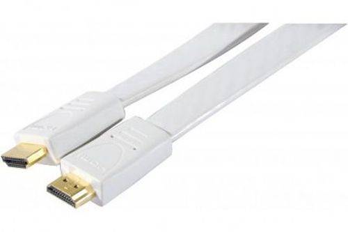 HDMI High Speed Flachkabel, 4K, HDMI St. A/ HDMI St. A, weiß, 5,0 m