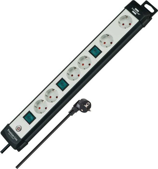 Steckdosenleiste Premium-Line 6-fach L.53cm Kabel-L.3m schwarz/lichtgrau