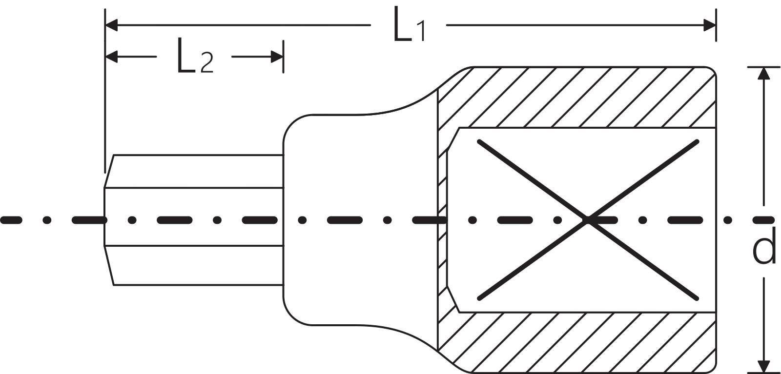 1/1" INHEX-Schraubendrehereinsatz Abtriebssechskant 24mm L.90mm