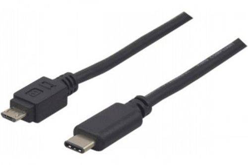 USB 2.0 Kabel, USB St. Type-CTM / USB St. Micro-B, schwarz, 1,0 m