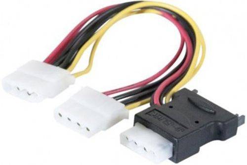 SATA Strom-Adapterkabel, SATA auf 3x Molex, 1x SATA St. / 3x Molex Bu.