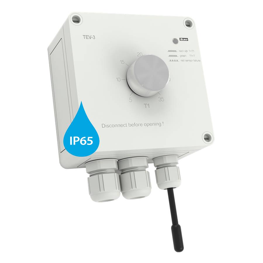 Thermostat TEV-3, IP65, +5 bis +35 °C, AC 230 V, 1x Wechsler 16 A