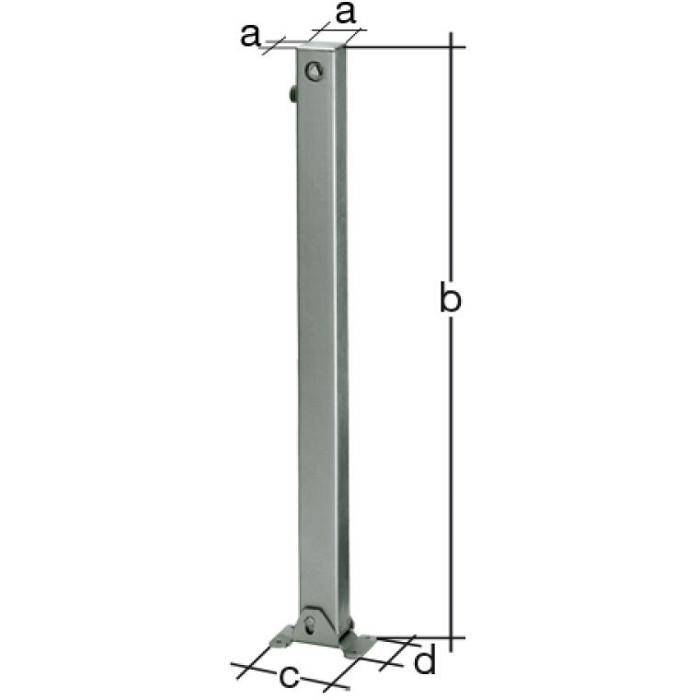 Absperr-Pfosten - "Klappy" - Höhe 1 m - Stahl - zum aufschrauben - 2 rote, reflektierende Ringe