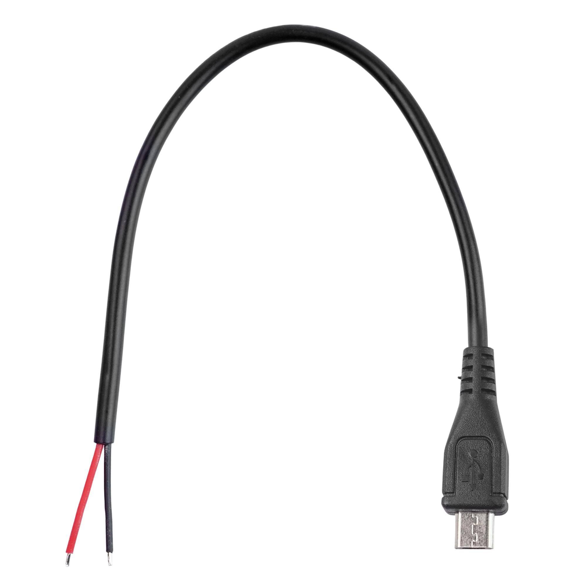 Micro USB Kabel mit offenem Kabelende zur Stromversorgung - Länge: 0,20 m