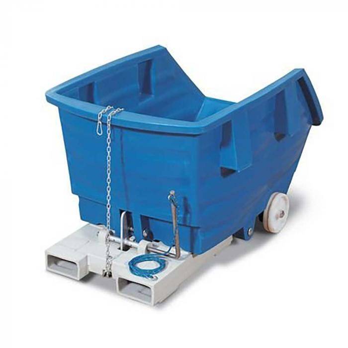 Kippwagen - Polyethylen (PE) - mit Rollen und Gabeltaschen - 750 Liter Volumen