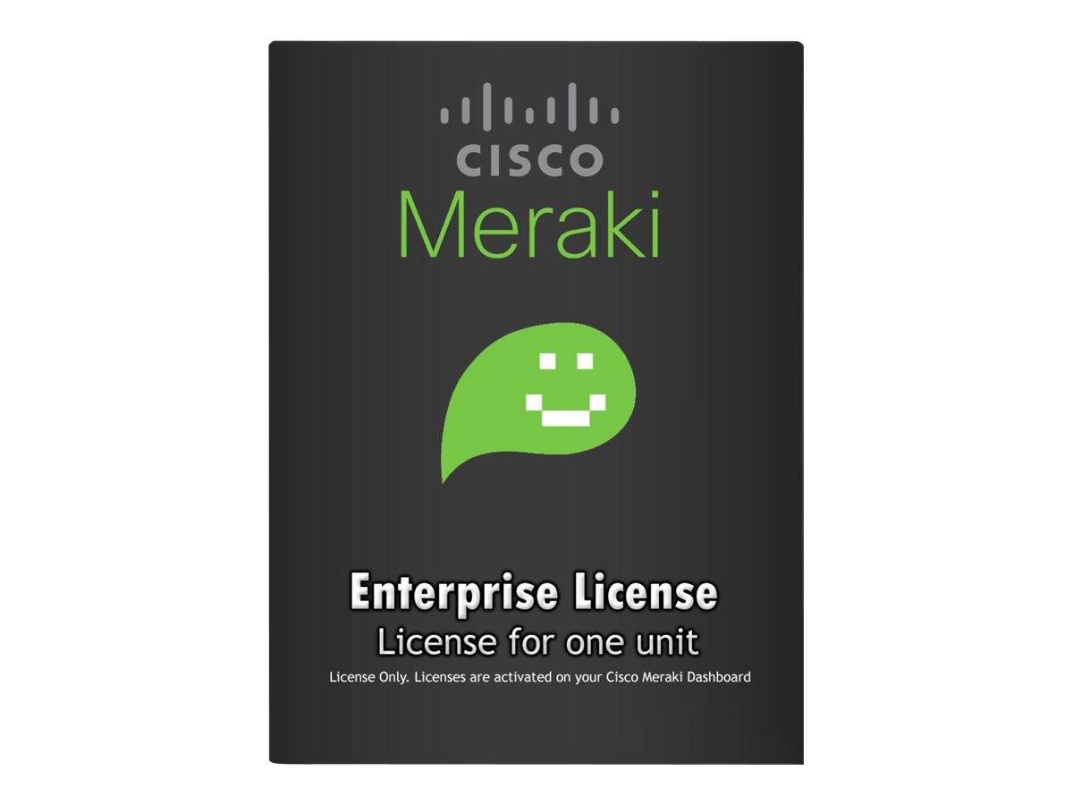 Cisco Meraki Enterprise-Lizenz für eine Einheit. Nur Lizenz; Aktivierung im Cisco Meraki Dashboard.
