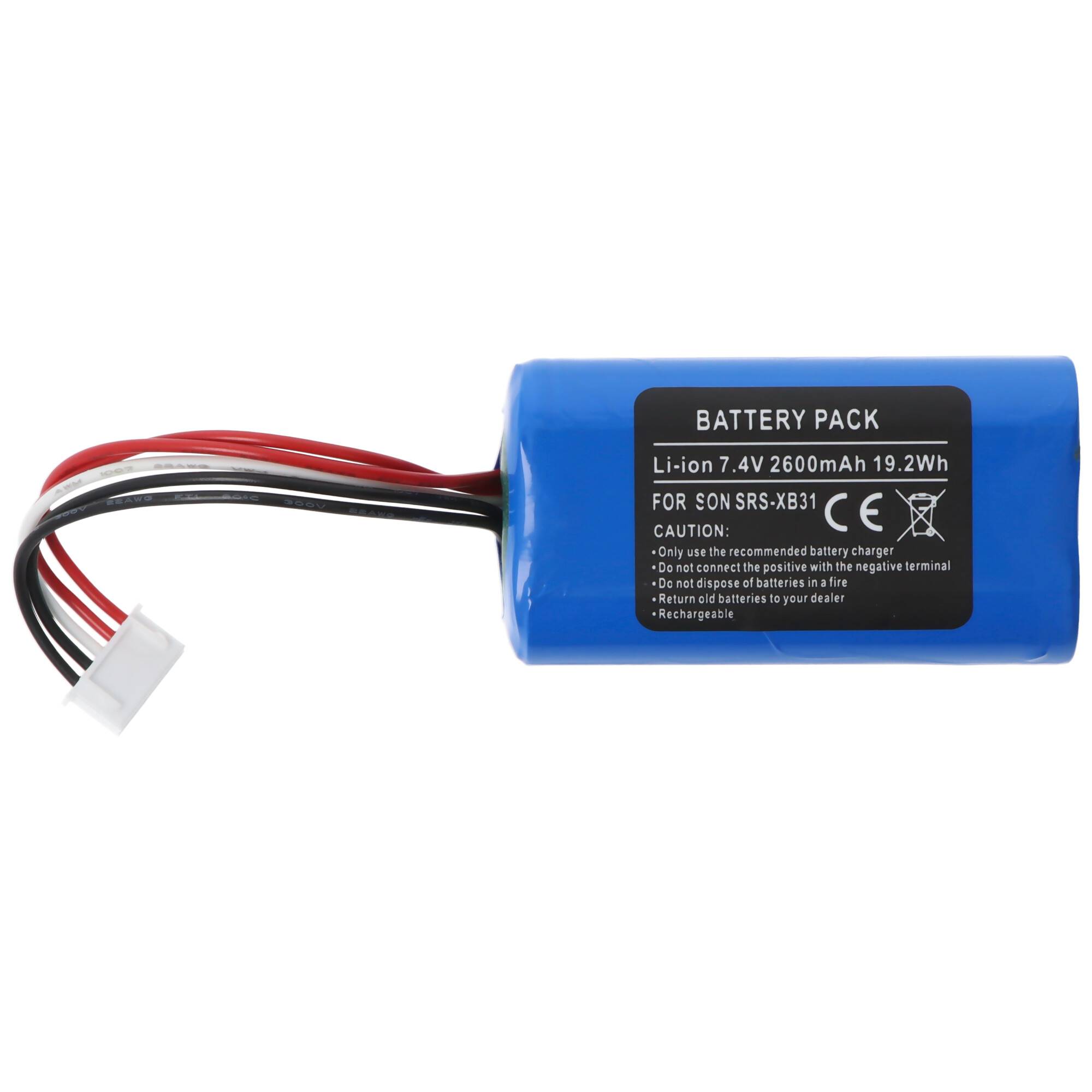 Akku passend für Sony SRS-XB31, Li-ion, 7,4V, 2600mAh, 19,2Wh