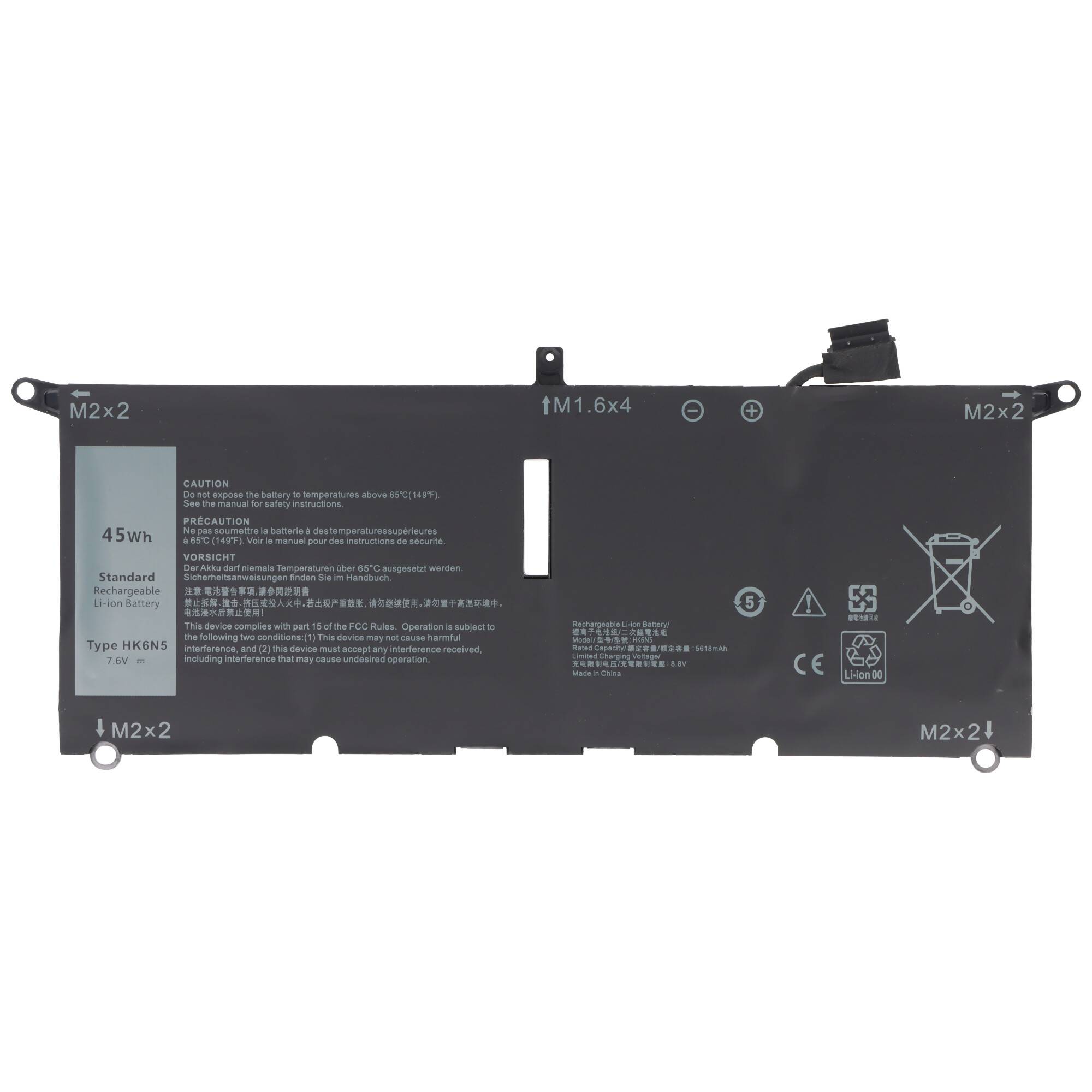 Akku passend für Dell Vostro 5390, Li-Polymer, 7,6V, 5920mAh, 45Wh