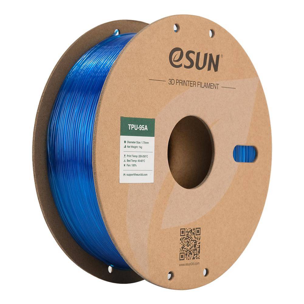 eSUN TPU-95A Filament, 1,75mm, 1kg - Farbton: Transparent Blue