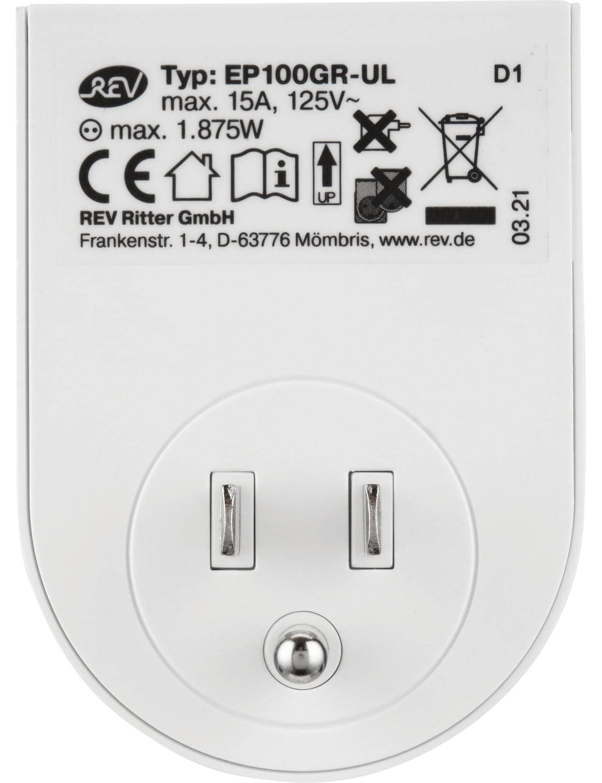 REV Reisestecker Traveler, USA, weiß