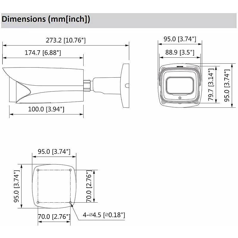 Dahua IPC-HFW5241EP-Z5E IP-Kamera 1080p T/N IR PoE, 1080pBullet Kamera | Blickwinkel:30° - 11° (Objektiv-Brennweite 7 -