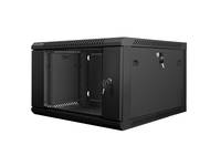 Lanberg WF01-6606-10B, Wandmontiertes Regal, 6U, 60 kg, Sperrschloss, Ablageschienen, Verbessertes Kabelmanagement