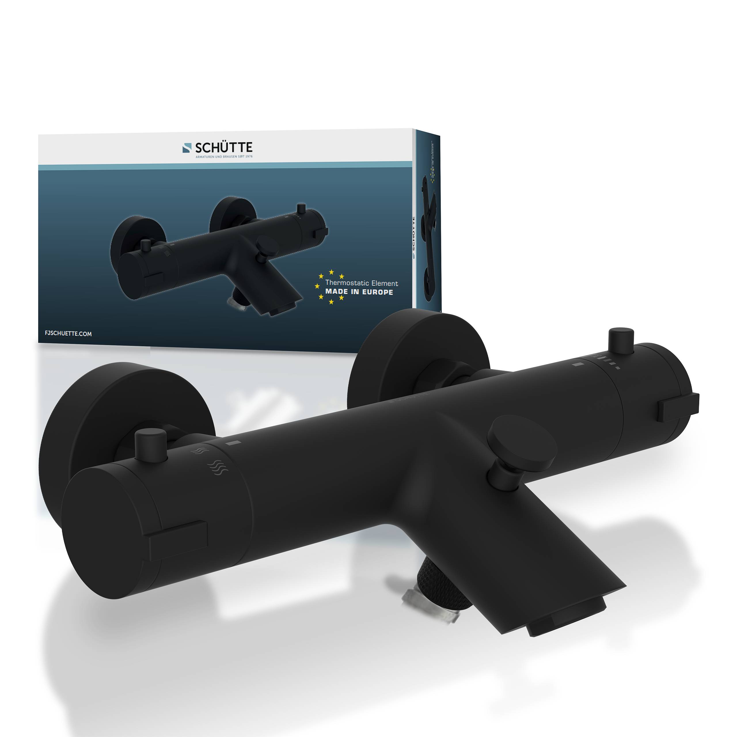 LONDON Thermostat Wannenfüllarmatur, Schwarz matt