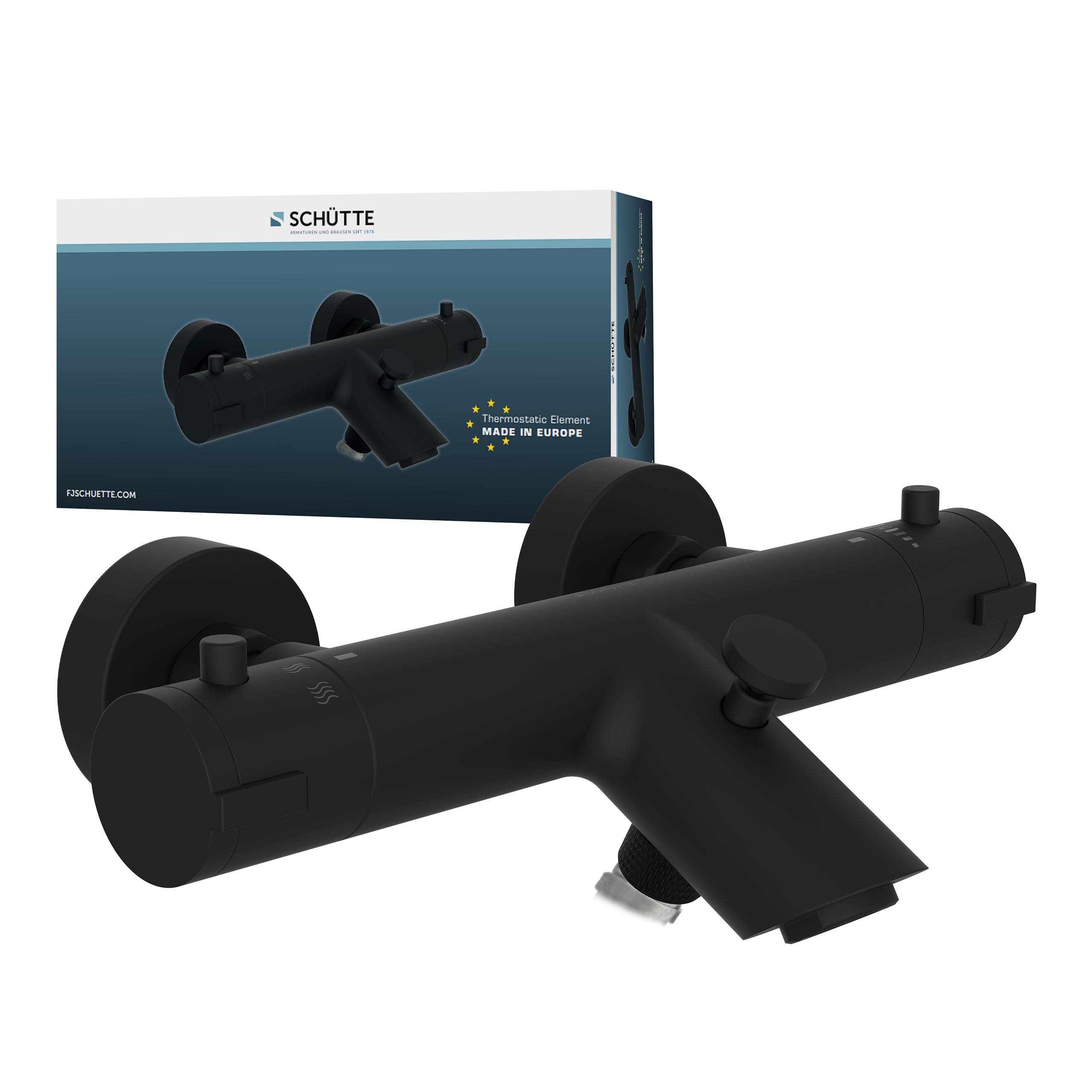 LONDON Thermostat Wannenfüllarmatur, Schwarz matt