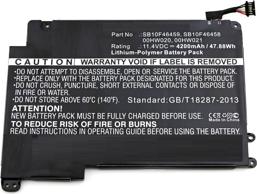 Ein Lithium-Polymer-Akku-Etikett warnt davor, das Gerät nicht auseinanderzunehmen, zu öffnen oder zu zerquetschen, und erwähnt, dass die Garantie erlischt, wenn das Etikett entfernt wird.