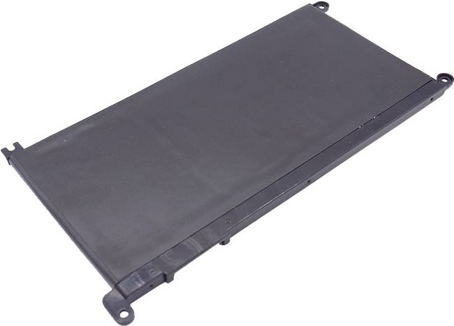 Ein rechteckiges Batterieelement mit flachem Profil und zwei Befestigungslaschen an gegenüberliegenden Ecken, typischerweise in elektronischen Geräten verwendet.