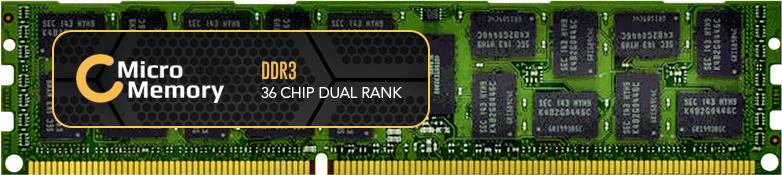 Ein Nahaufnahmebild eines Computerspeichermoduls mit dem Text '8GB DDR3 1600MHz CHIP DUAL RANK' in einem hervorgehobenen Bereich.