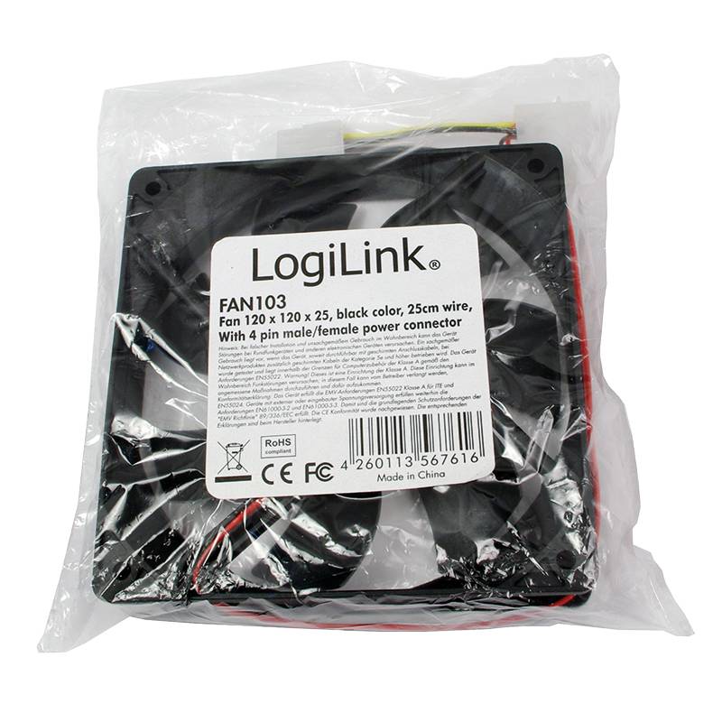 LogiLink Gehäuselüfter schwarz 120 x 120 mm (Bulk)