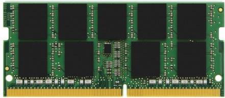 Ein grünes RAM-Modul mit schwarzen Chips und goldenen Anschlüssen an der Unterseite, das zum Speichern von Computerspeicher verwendet wird.