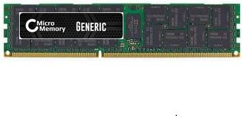 Ein grünes RAM-Modul mit mehreren schwarzen Speicherchips. Ein Etikett trägt die Aufschrift „Memory Generic