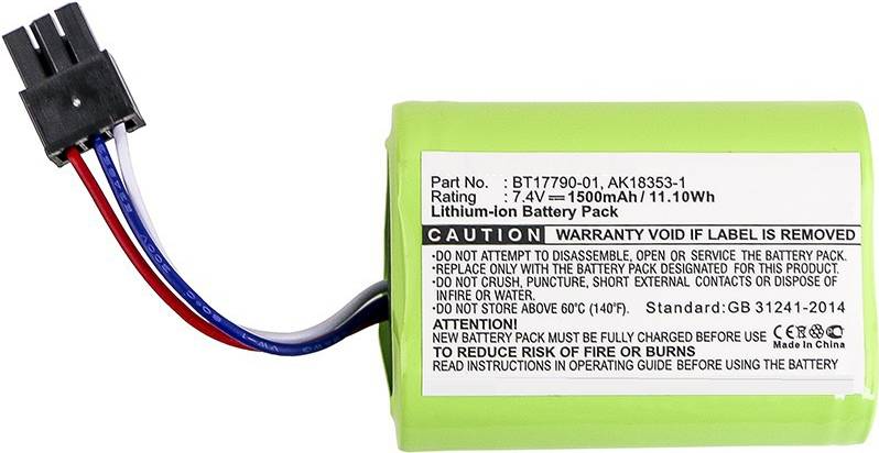 Lithium-Ionen-Akkupack, 7,4 V, 1570 mAh, Vorsicht: Nicht auseinandernehmen, durchstechen oder Hitze/Feuer aussetzen. Anleitung vor Gebrauch lesen.