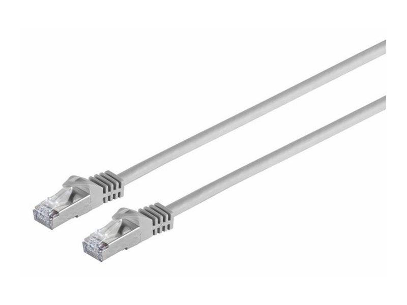 Zwei graue Ethernet-Kabel mit RJ45-Steckern auf weißem Hintergrund.