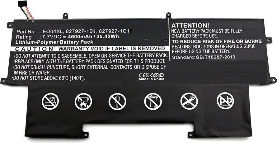 Laptop-Akku mit Text: „Neuer Akku, vor Gebrauch aufgeladen. 4600mAh, 35,42Wh. Garantie erlischt, wenn das Etikett entfernt wird. Hergestellt in China.