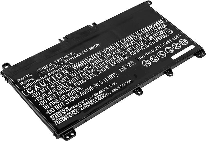 Eine rechteckige schwarze Batterie mit weißem Text gibt an: „11,1V, 3500mAh, 41,58Wh.