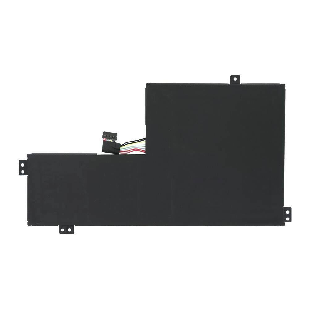 Schwarzes Laptop-Akkupack mit Stecker und Montagelaschen, gezeigt auf weißem Hintergrund.