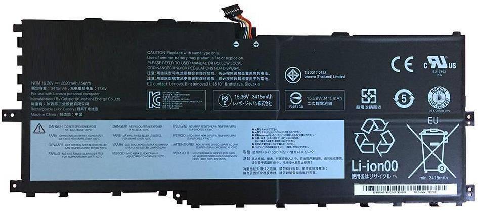 Ein rechteckiger Laptop-Akku mit folgenden Spezifikationen: 15,36V, 3415mAh. Enthält Kennzeichnungssymbole, Sicherheitswarnungen und Markenkennzeichnungen.