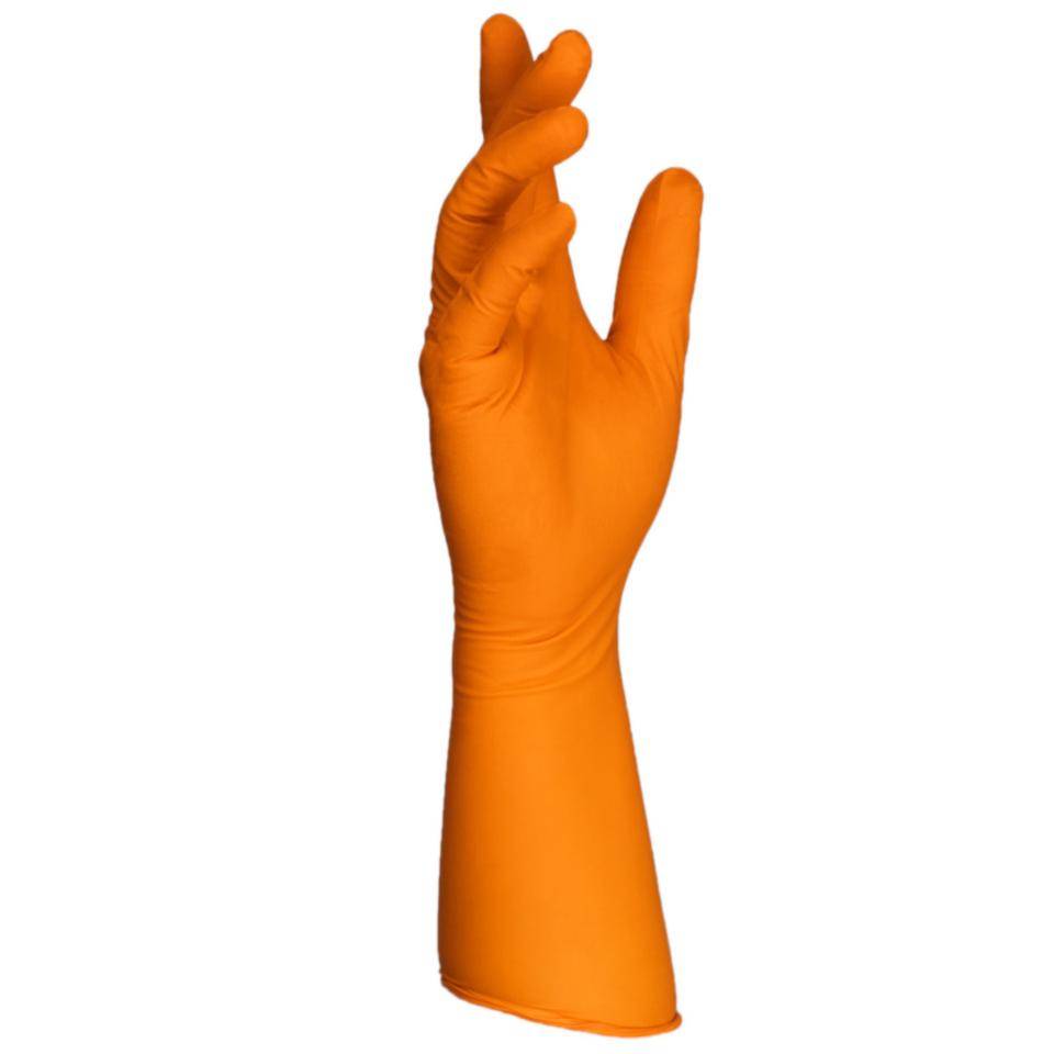 Handschuh SHIELDskin™ XTREME Orange Nitrile 300 DI, ISO 6-9, Größe S/7, 100/VE