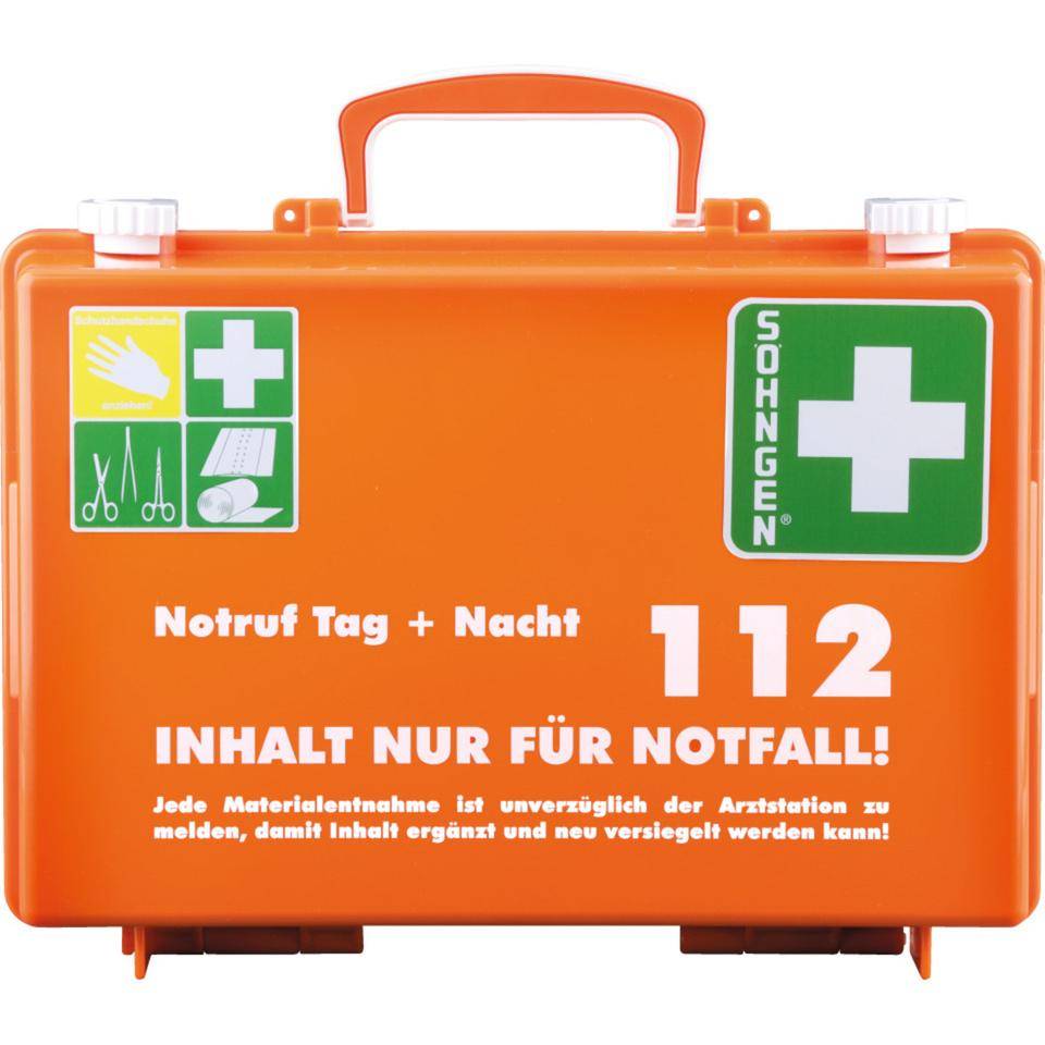SÖHNGEN® Erste-Hilfe-Koffer SN-CD,mit Bedruckung,DIN 13157,orange,Wandhalterung