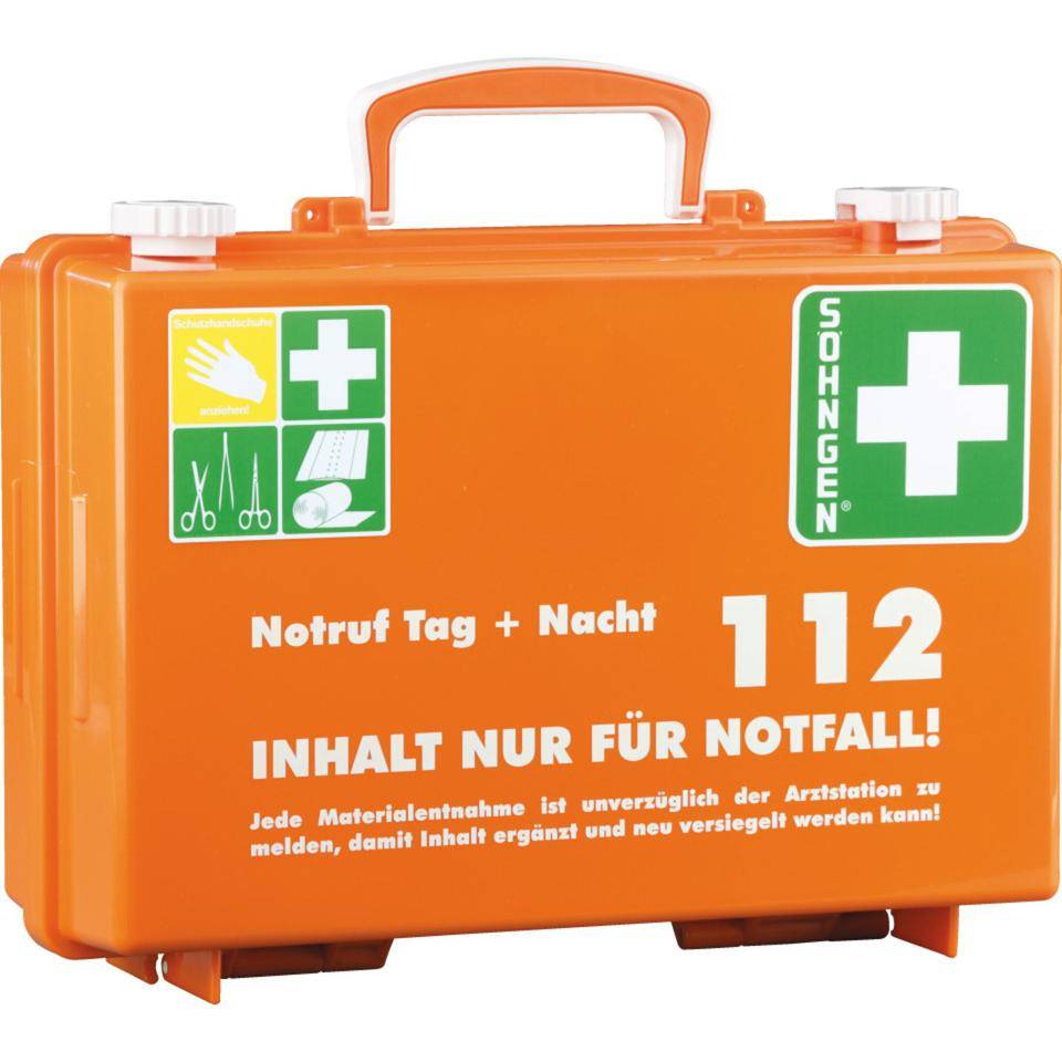 SÖHNGEN® Erste-Hilfe-Koffer SN-CD,mit Bedruckung,DIN 13157,orange,Wandhalterung