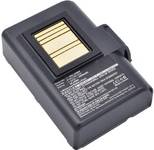 Ein schwarzes elektronisches Gerät mit einem Goldstreifen oben, das Textinformationen und Symbole auf seiner Oberfläche zeigt.