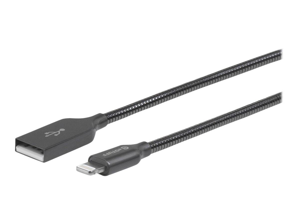 eSTUFF Lightning-Kabel - Lightning männlich zu USB männlich - 50 cm - Grau, Stahl - für Apple iPad/iPhone/iPod (Ligh