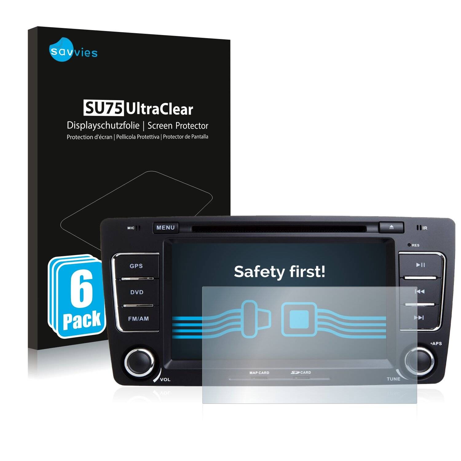 6x Savvies SU75 Displayschutzfolie für Skoda Octavia 2008 Infotainment