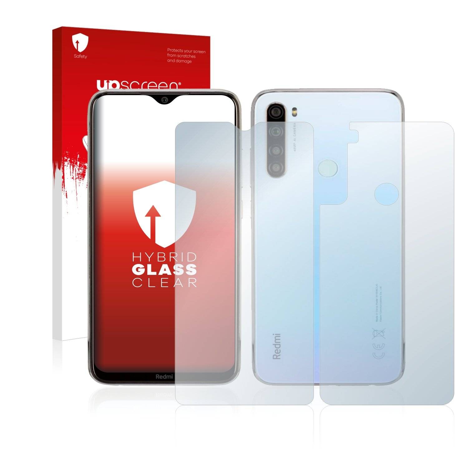 upscreen Hybrid Glass Clear Premium Schutzglas Folie für Xiaomi Redmi Note 8 2021 (Vorder +