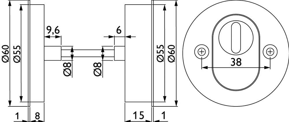 Hermat Schutzrosette 2038 KS Flach/1 mm hoch *2038.KS/FLAC.H.PZ-60*