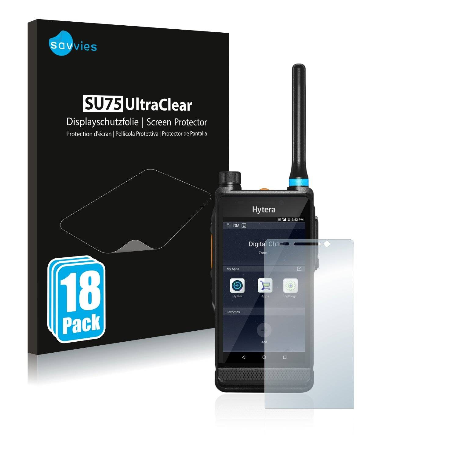 18x Savvies SU75 Displayschutzfolie für Hytera