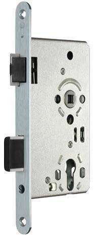 Eine silberfarbene elektrische Komponente mit einem quadratischen Schlitz und mehreren Löchern, die zum Befestigen oder Verbinden von Beschlägen konzipiert ist.