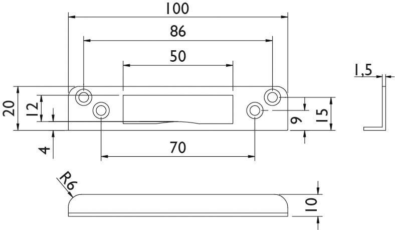 Hermat Glastür-Winkelschliessblech *6895-60*