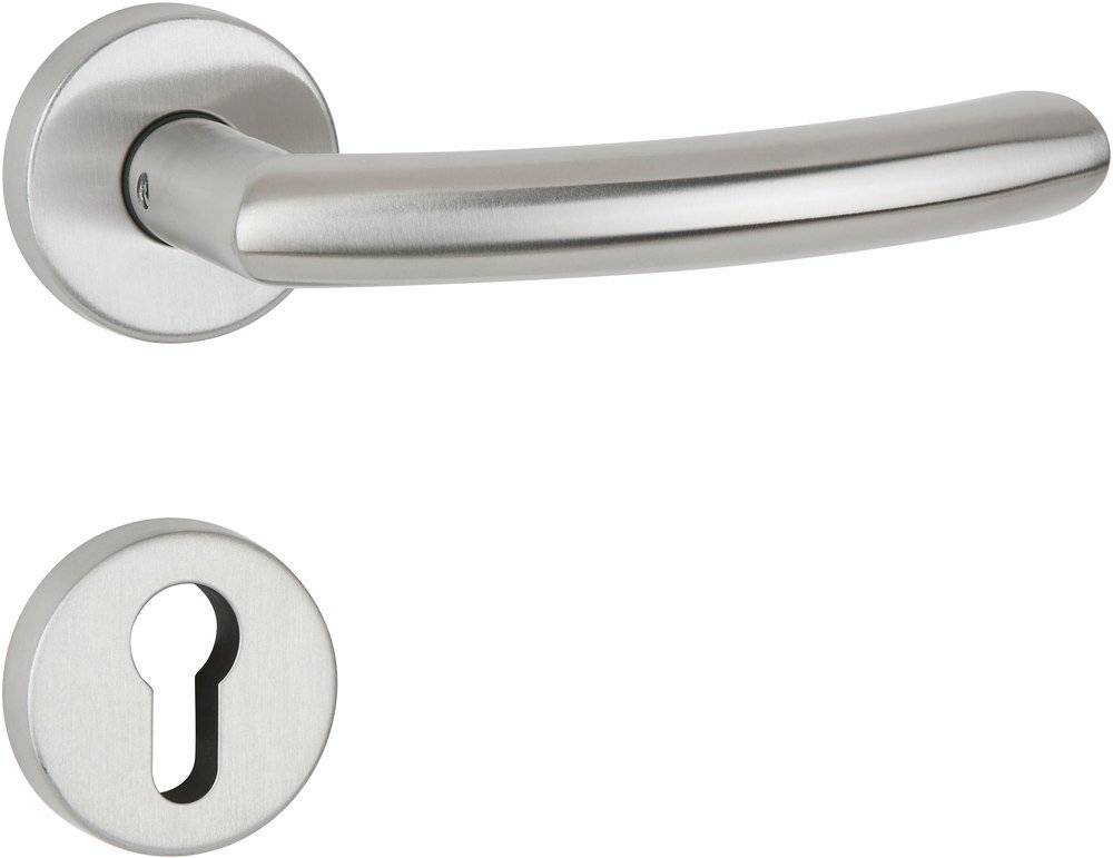 Technische Zeichnung mit Abmessungen für einen Türgriff und ein Schloss. Die Maße umfassen Durchmesser und Abstände und reichen von 5 bis 58 mm.