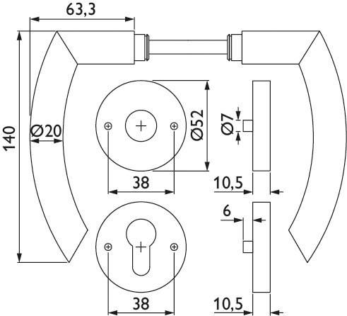 Hermat ZT - Drückergarnitur 1804 BASIC 04 *1804/2036.K.PZ-60*