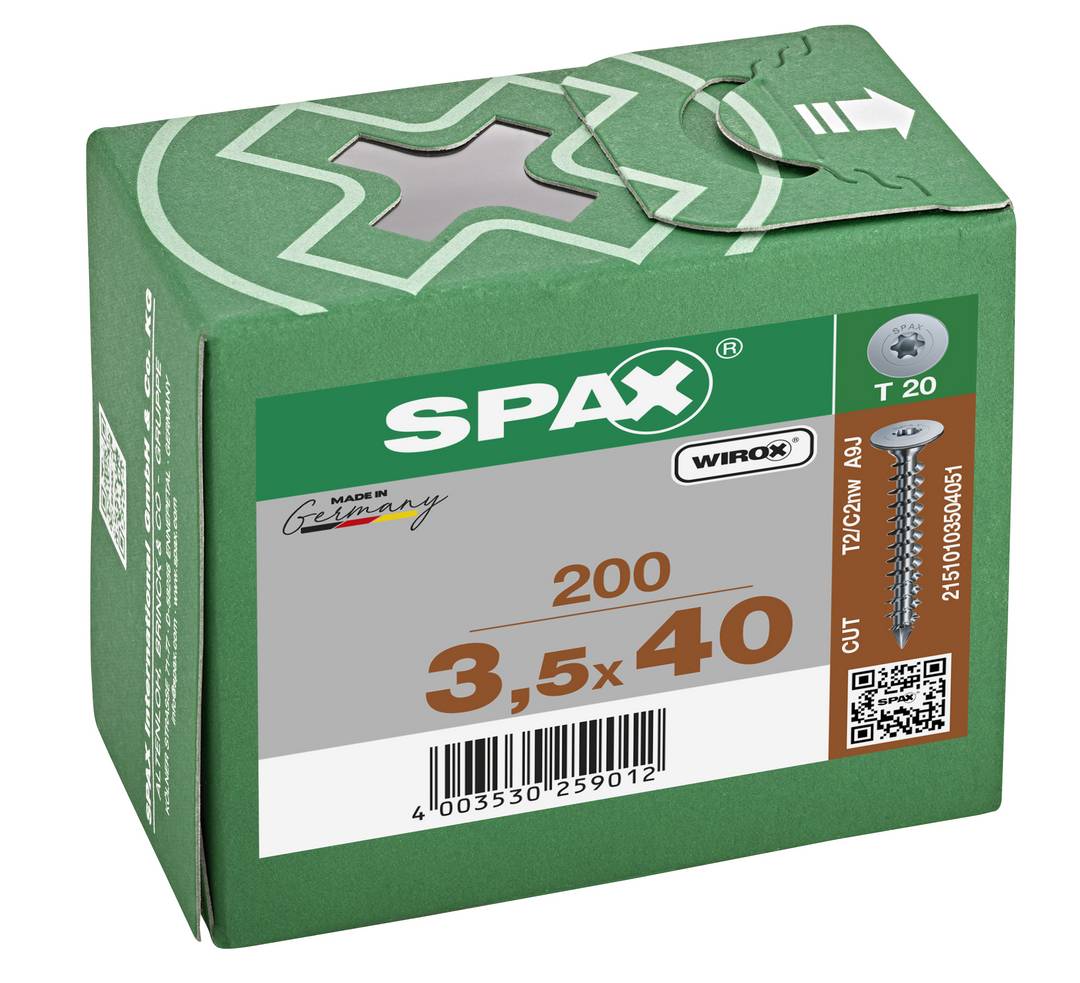Spax Rückwandkopf Ohne Linse T-Star T20 Vollgew. Wirox 200St Für Mdf 3,5x40